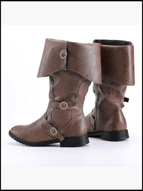 Men\'s Renaissance Boots Viking Pirate Costume Leather Boots Halloween Shoes main image 6